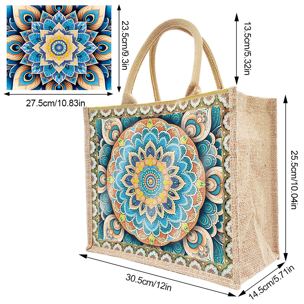 Linen DIY Flower Diamond Painting Purses for Women Adults Kids Craft (Mandala)