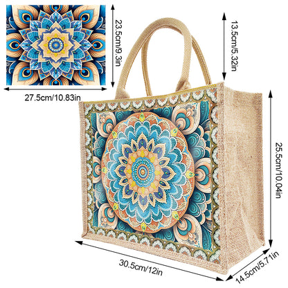 Linen DIY Flower Diamond Painting Purses for Women Adults Kids Craft (Mandala)