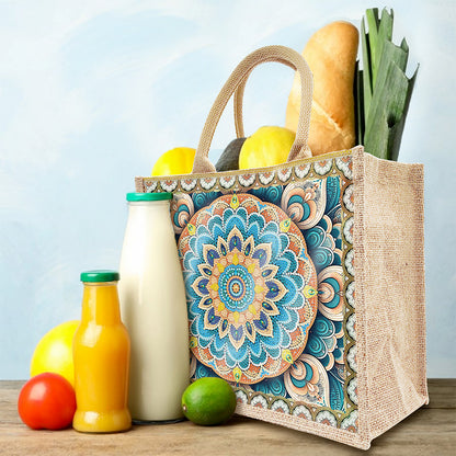 Linen DIY Flower Diamond Painting Purses for Women Adults Kids Craft (Mandala)