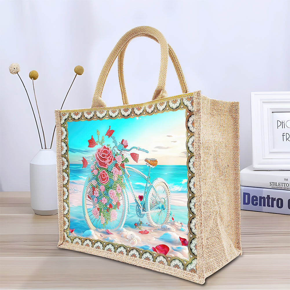 Linen DIY Flower Diamond Painting Purses for Women Adults Kids Girl Craft (Sea)