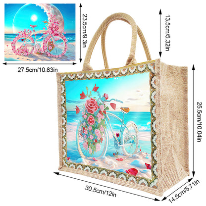 Linen DIY Flower Diamond Painting Purses for Women Adults Kids Girl Craft (Sea)