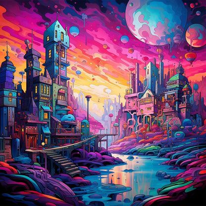 Fantasy World¡¤Planet City - Full Round Drill Diamond Painting 30*30CM