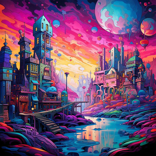 Fantasy World¡¤Planet City - Full Round Drill Diamond Painting 30*30CM