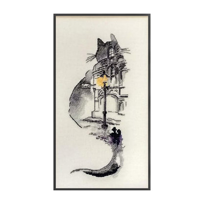 Ink Architectural Cat - 18CT Counted Cross Stitch 30*55CM