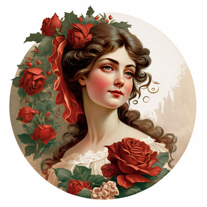 French Rose Lady - Full Round Drill Diamond Painting 30*30CM