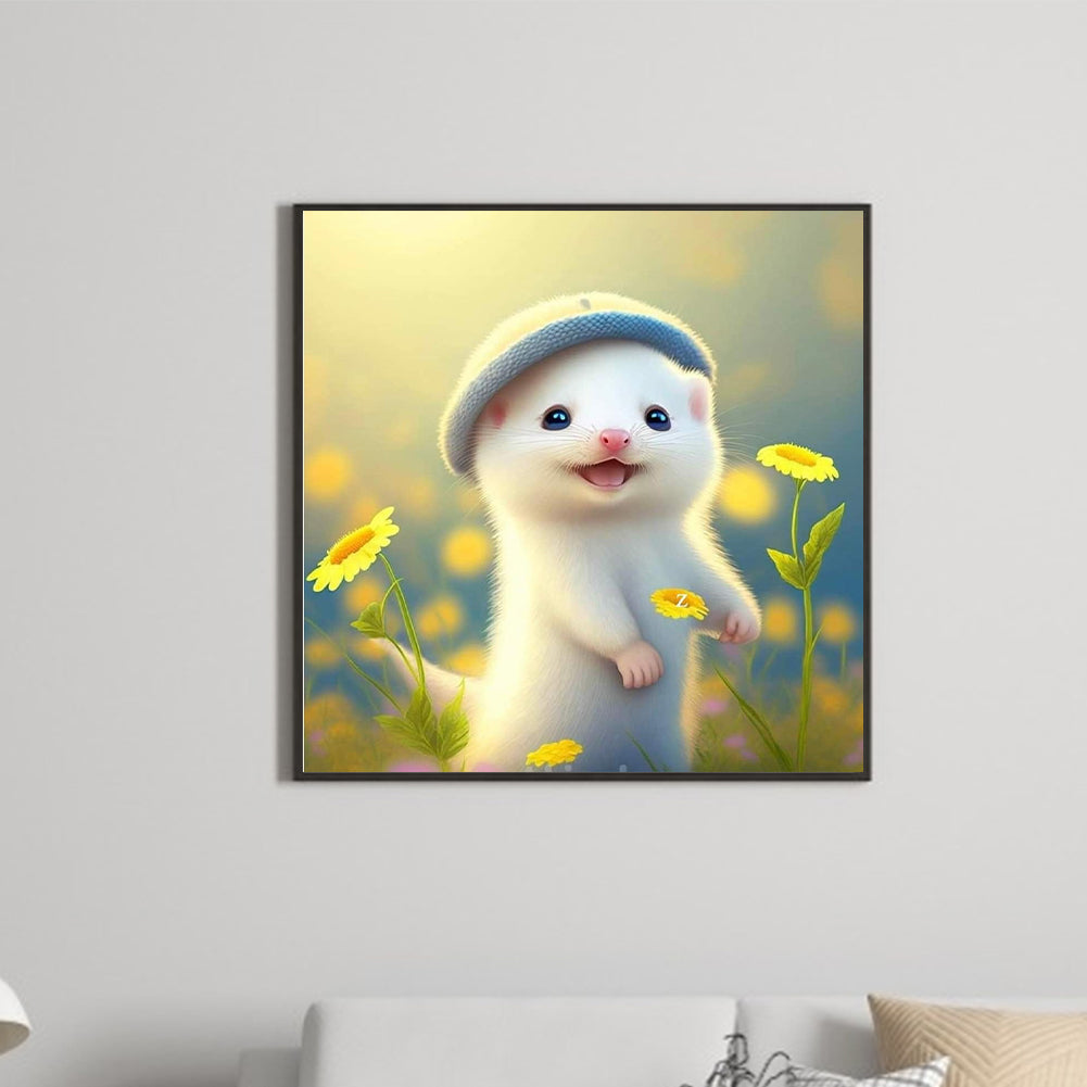 White Hamster - Full Round Drill Diamond Painting 30*30CM