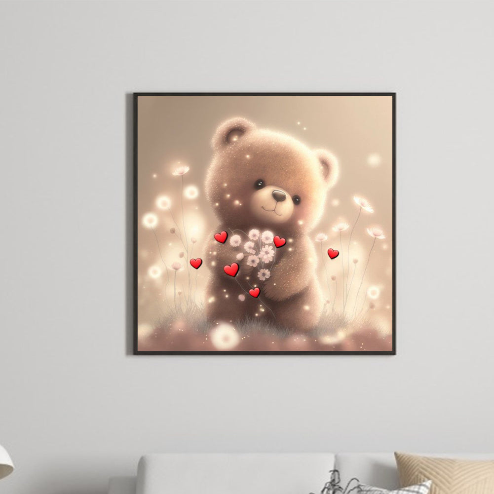Take The Flower Bear - Full Round Drill Diamond Painting 30*30CM