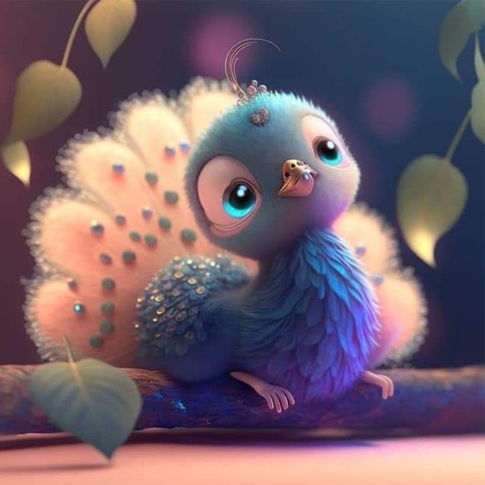 Cute Peacock - Full Round Drill Diamond Painting 30*30CM