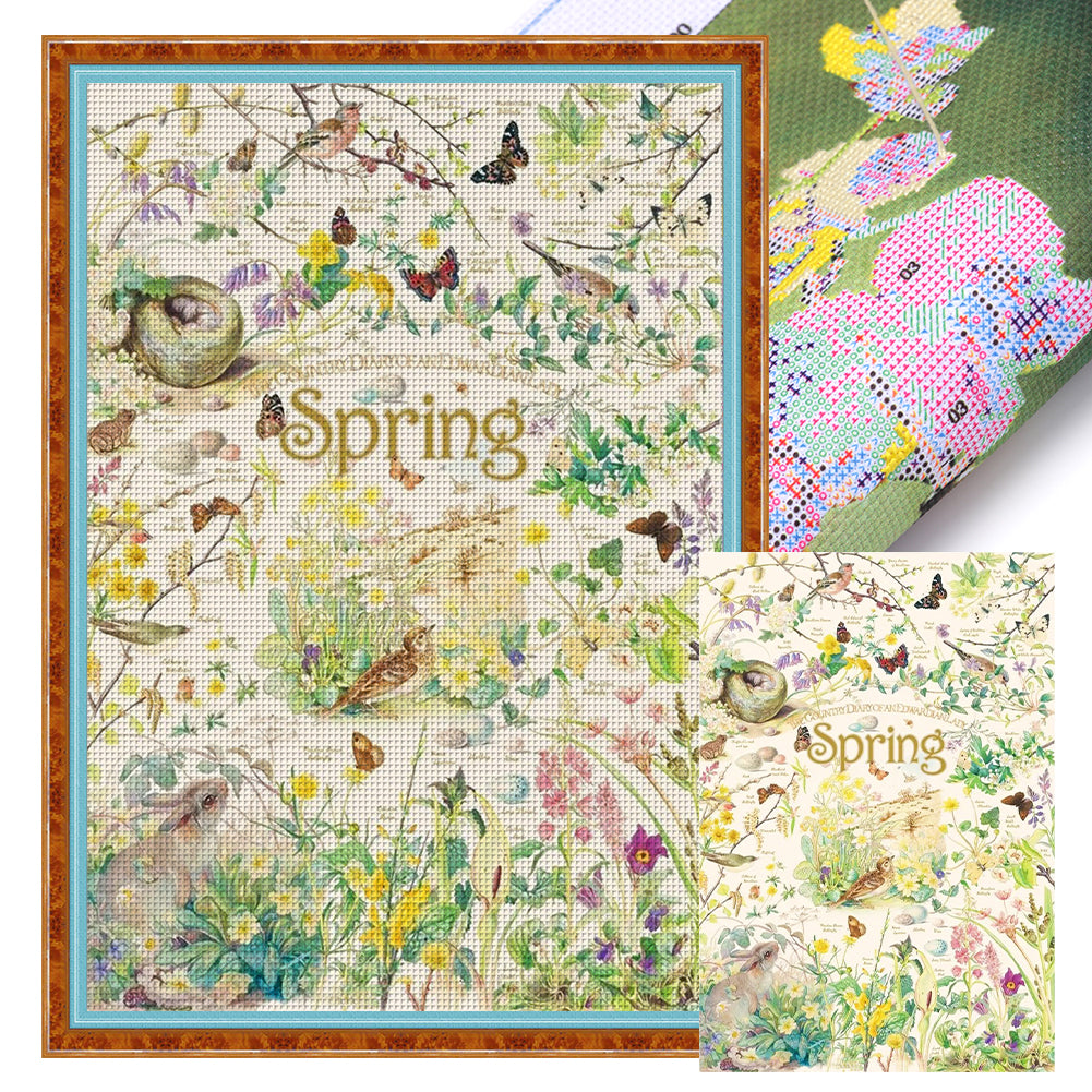 Spring Poster - 11CT Stamped Cross Stitch 40*60CM