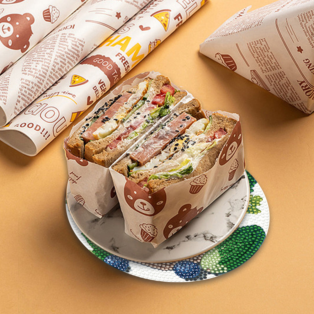 4 Pcs Diamond Painting Coasters Kit with Holder for Dining Tables Decor (Fruit)