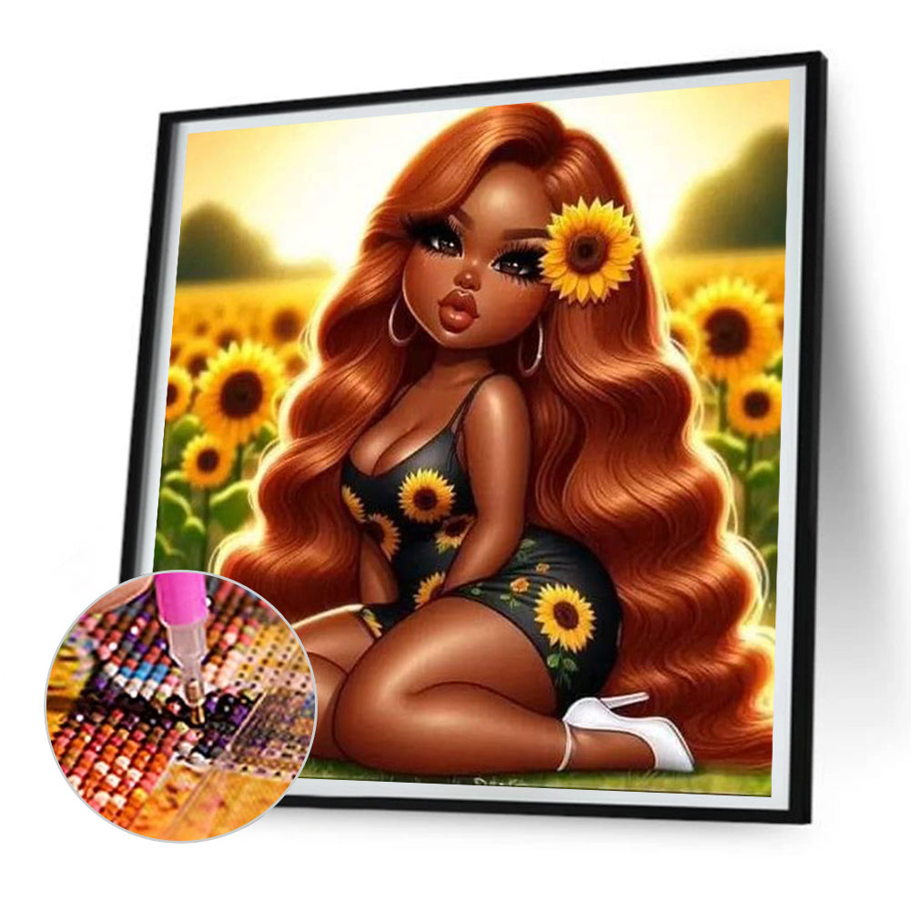 Sunflower Girl - Full Round Drill Diamond Painting 30*30CM