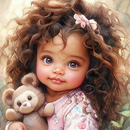Bear And Girl - Full Round Drill Diamond Painting 30*30CM