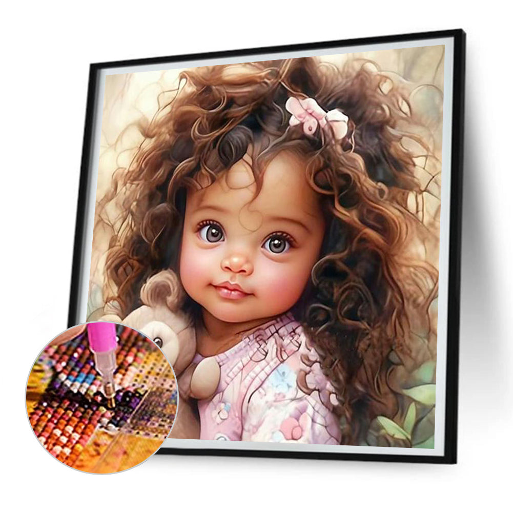 Bear And Girl - Full Round Drill Diamond Painting 30*30CM