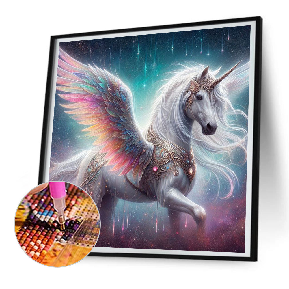 Colorful Feather Unicorn - Full Round Drill Diamond Painting 30*30CM