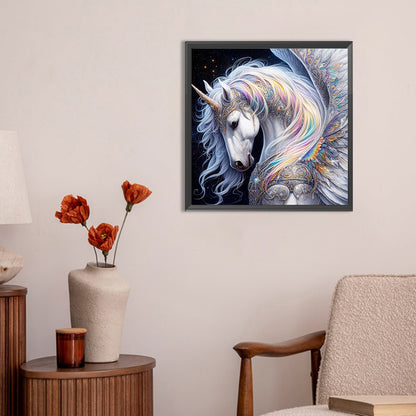 White Unicorn - Full Round Drill Diamond Painting 30*30CM