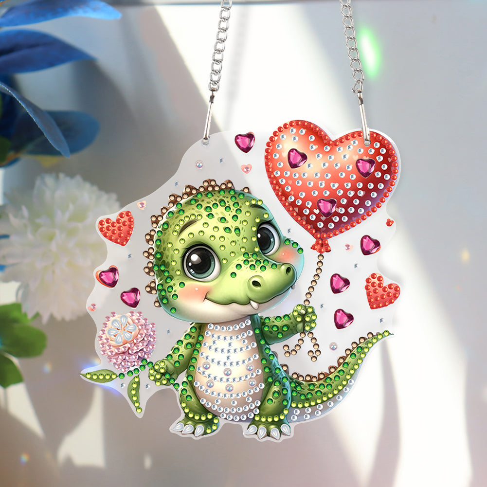 5D DIY Diamond Painting Dots Pendant Cute for Garden Window Decor (Crocodile)