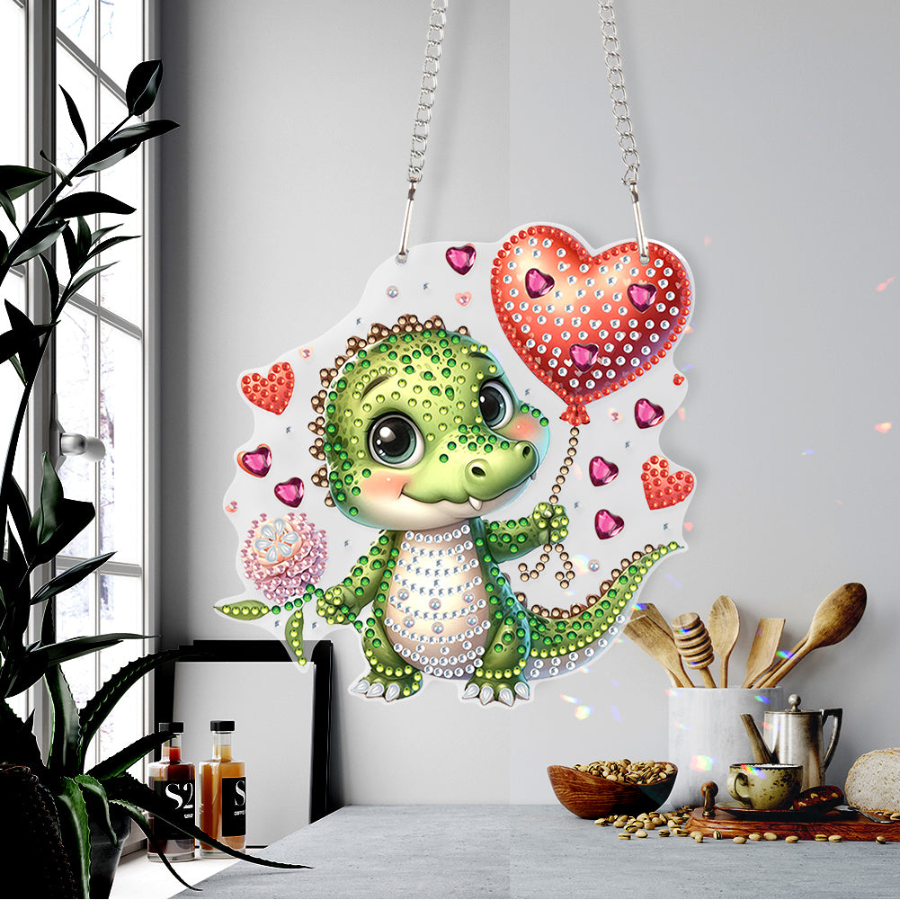 5D DIY Diamond Painting Dots Pendant Cute for Garden Window Decor (Crocodile)