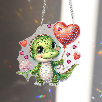 5D DIY Diamond Painting Dots Pendant Cute for Garden Window Decor (Crocodile)