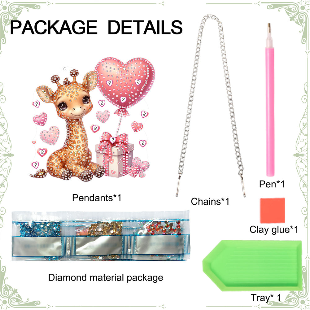 5D DIY Diamond Painting Dots Pendant Cute for Garden Window Decor (Giraffe)