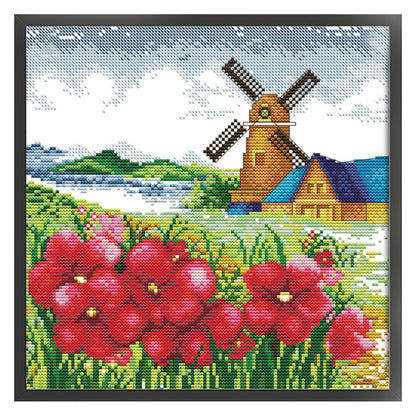 Korean Scenery (1) Spring - 14CT Stamped Cross Stitch 29*29CM(Joy Sunday)