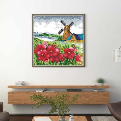 Korean Scenery (1) Spring - 14CT Stamped Cross Stitch 29*29CM(Joy Sunday)