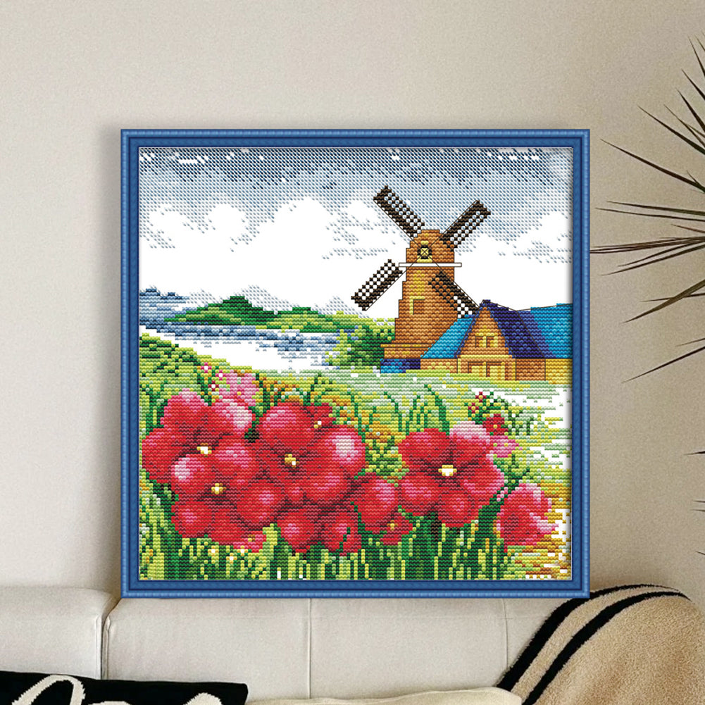 Korean Scenery (1) Spring - 14CT Stamped Cross Stitch 29*29CM(Joy Sunday)