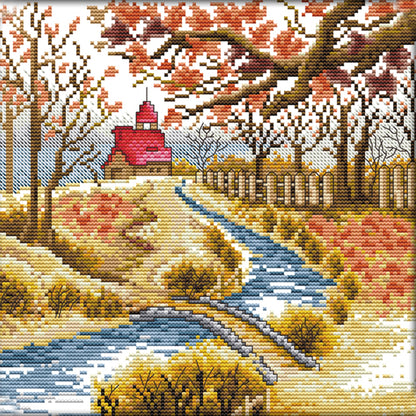 Korean Scenery (3) Autumn - 14CT Stamped Cross Stitch 29*29CM(Joy Sunday)