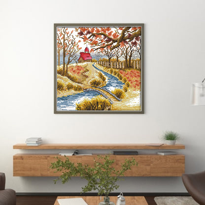 Korean Scenery (3) Autumn - 14CT Stamped Cross Stitch 29*29CM(Joy Sunday)