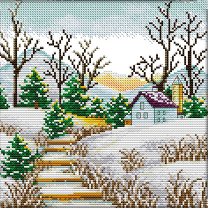 Korean Scenery (4) Winter - 14CT Stamped Cross Stitch 29*29CM(Joy Sunday)