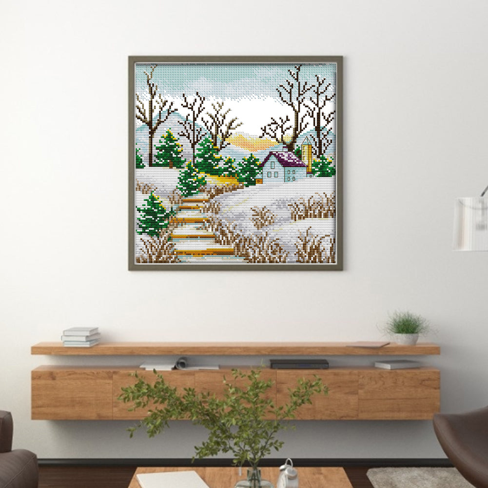 Korean Scenery (4) Winter - 14CT Stamped Cross Stitch 29*29CM(Joy Sunday)