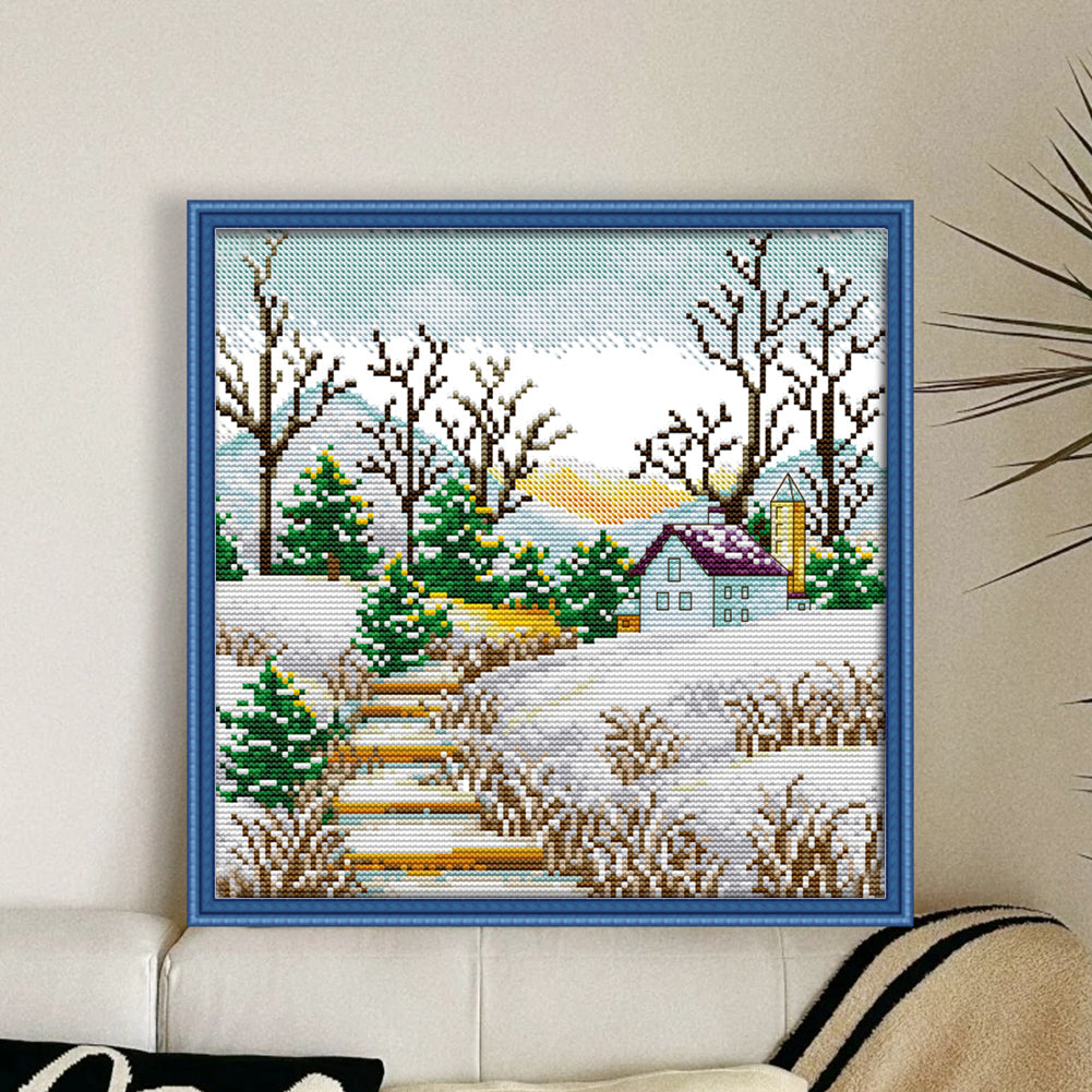 Korean Scenery (4) Winter - 14CT Stamped Cross Stitch 29*29CM(Joy Sunday)