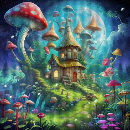 Mushroom Castle - 14CT Stamped Cross Stitch 40*40CM