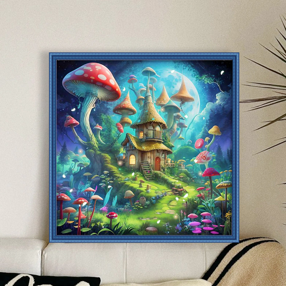 Mushroom Castle - 14CT Stamped Cross Stitch 40*40CM