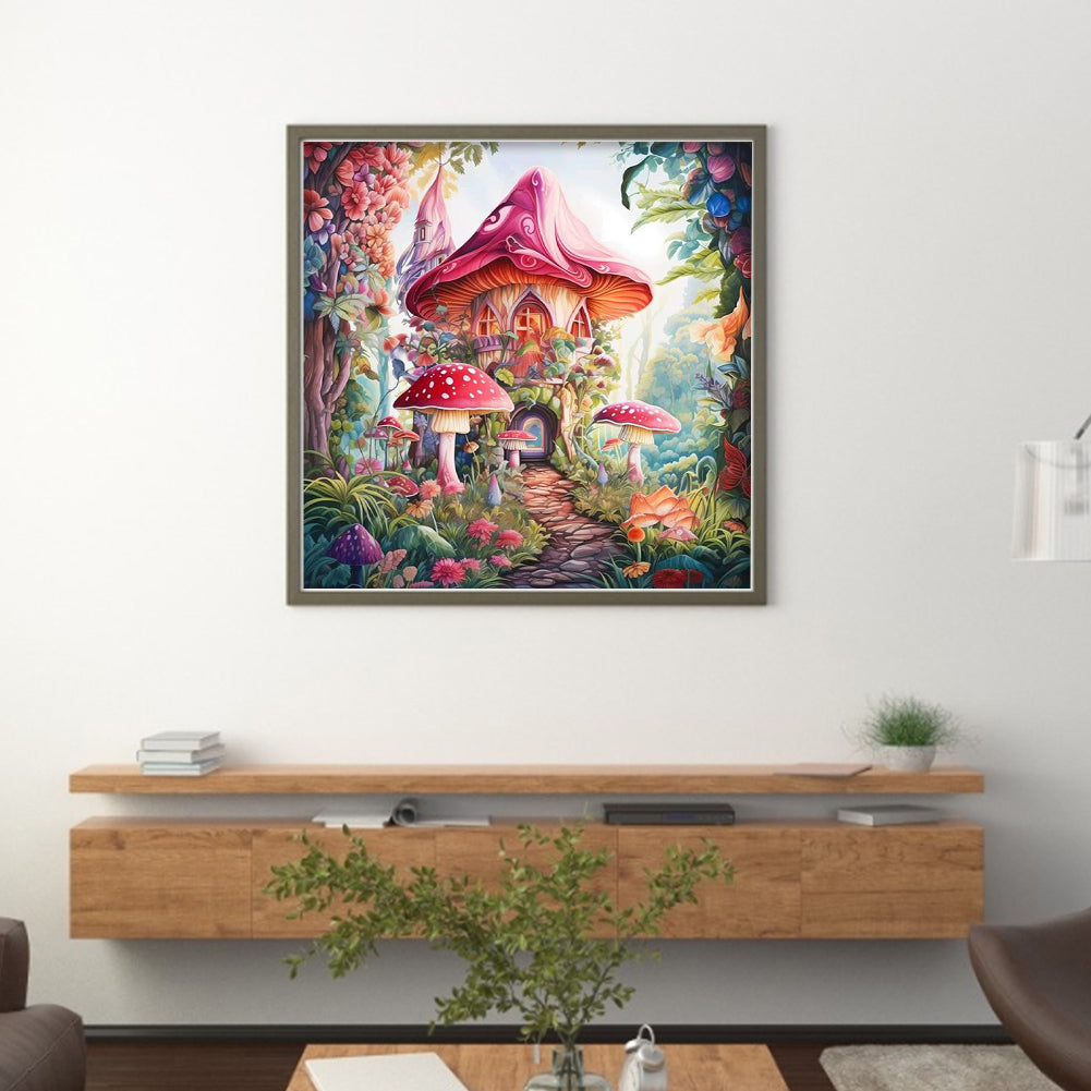 Mushroom Castle - 14CT Stamped Cross Stitch 40*40CM