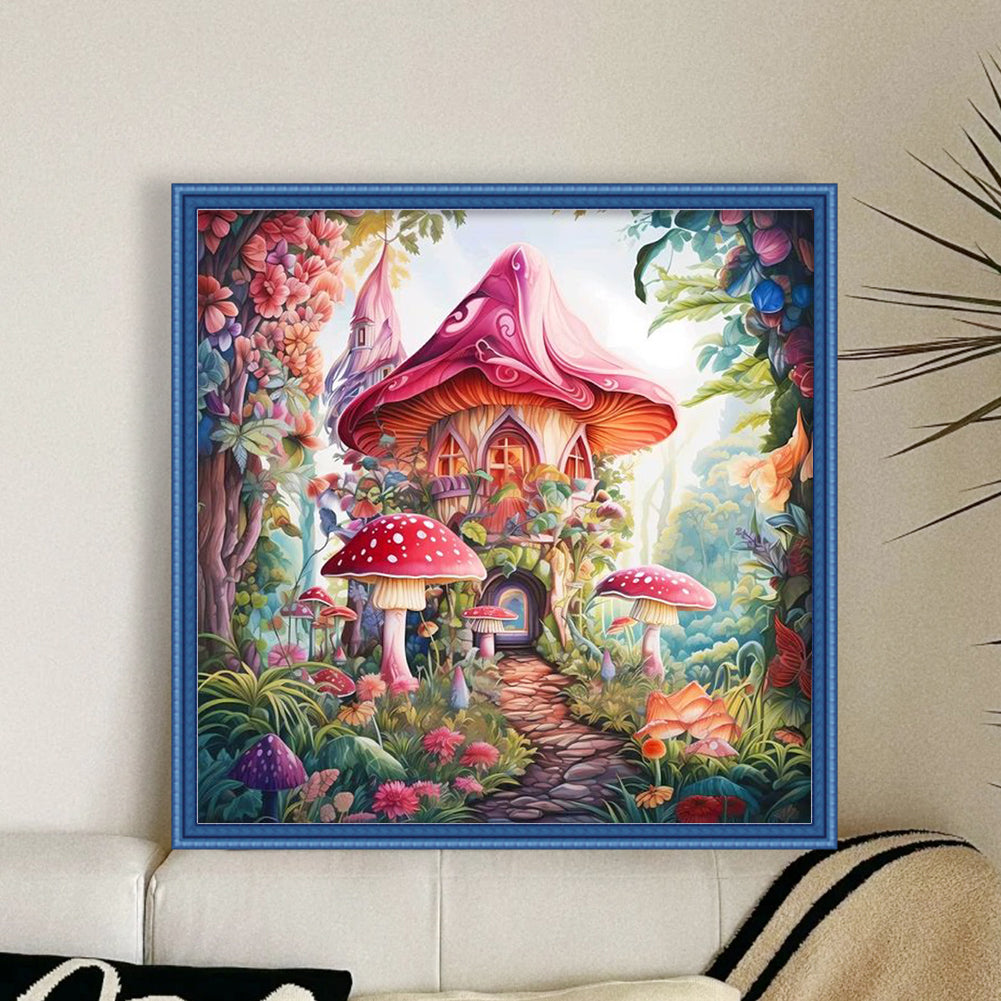 Mushroom Castle - 14CT Stamped Cross Stitch 40*40CM