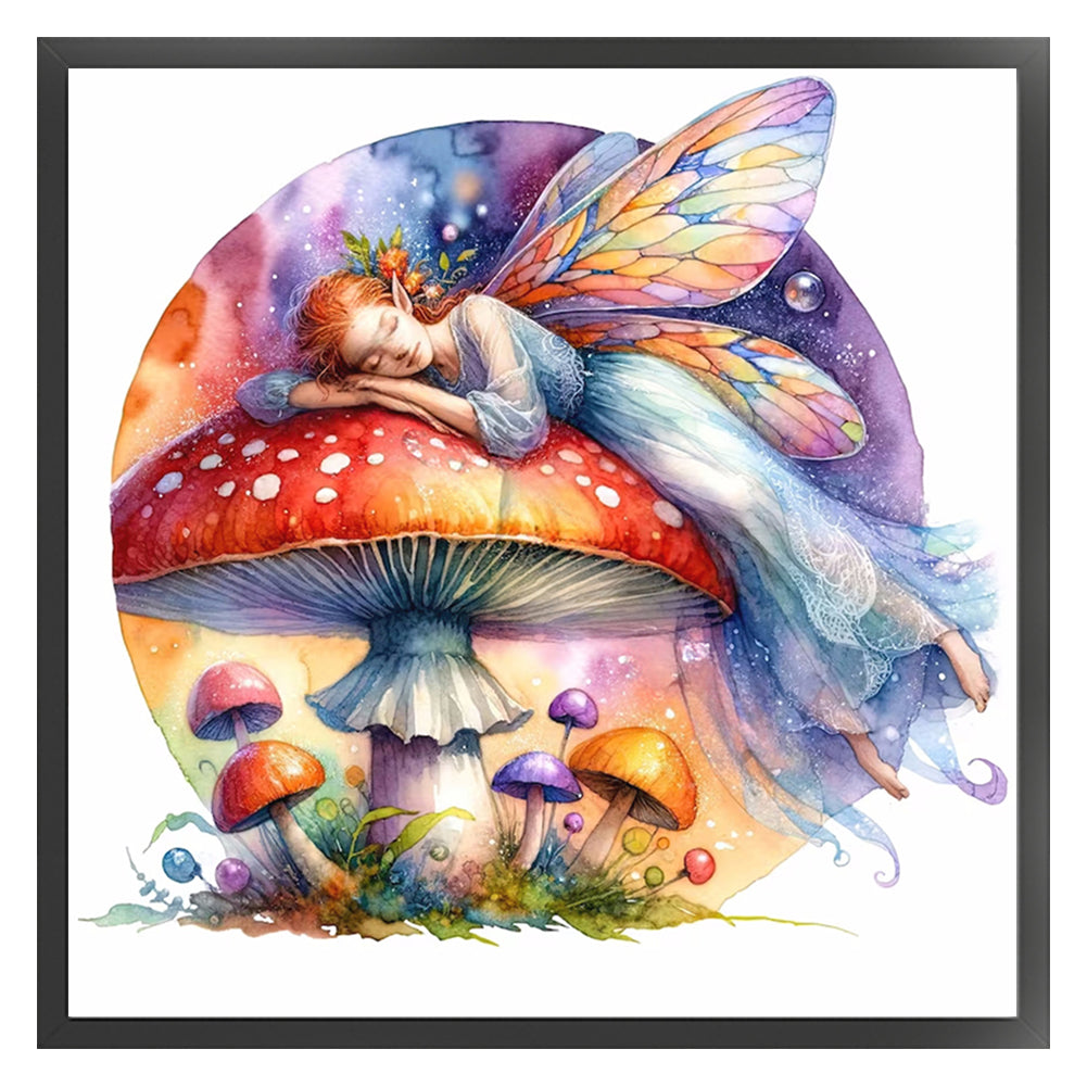 Butterfly Fairy On Mushroom - 11CT Stamped Cross Stitch 40*40CM