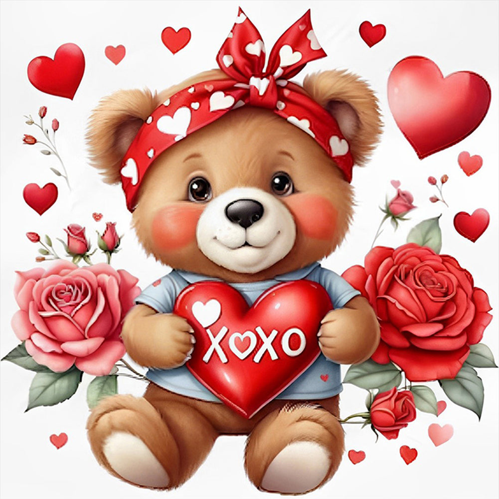 Rose Bear - 11CT Stamped Cross Stitch 40*40CM