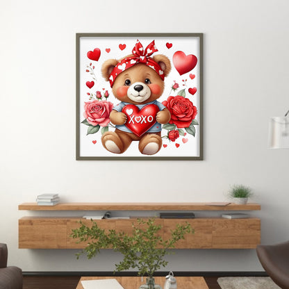 Rose Bear - 11CT Stamped Cross Stitch 40*40CM