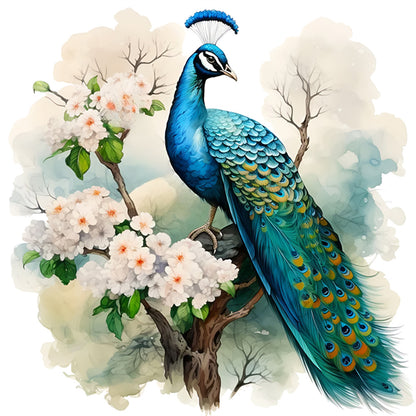 Peacock On Flower Branch - 11CT Stamped Cross Stitch 40*40CM