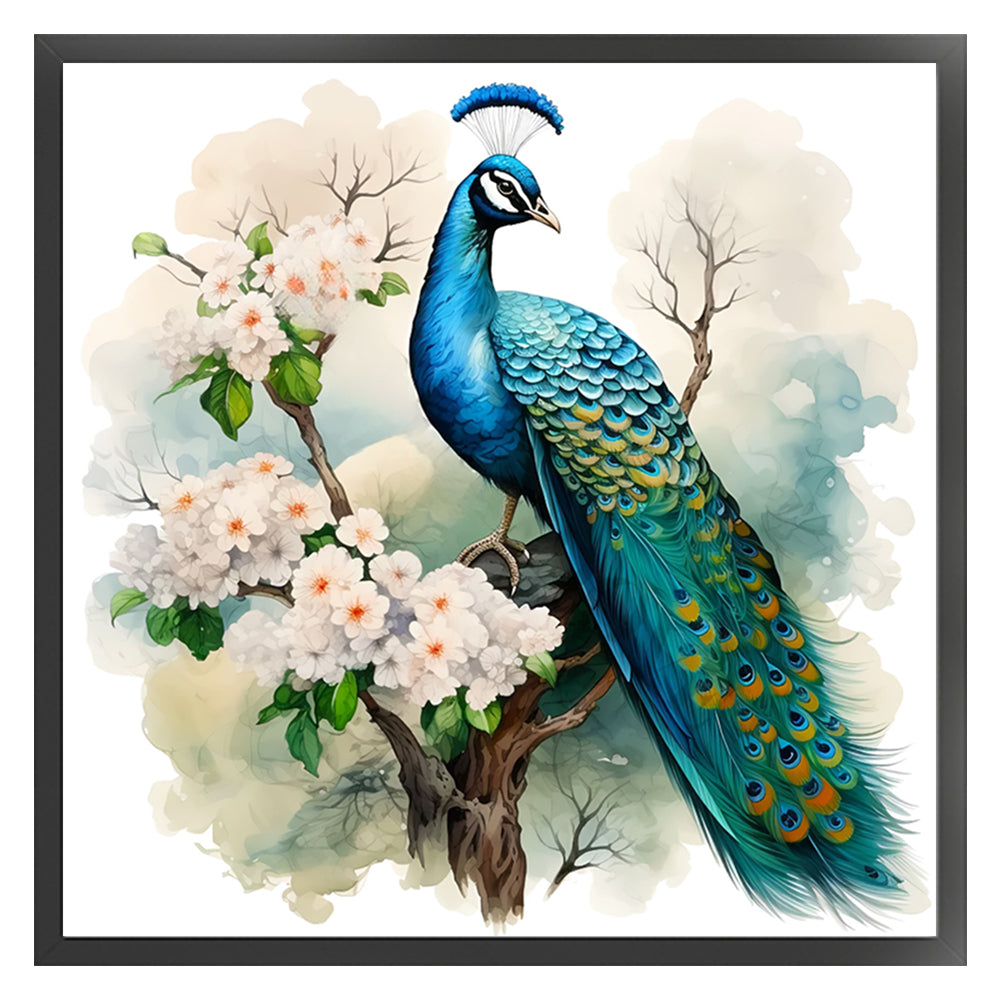 Peacock On Flower Branch - 11CT Stamped Cross Stitch 40*40CM