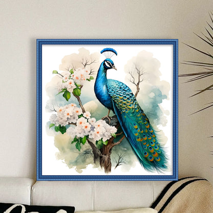 Peacock On Flower Branch - 11CT Stamped Cross Stitch 40*40CM