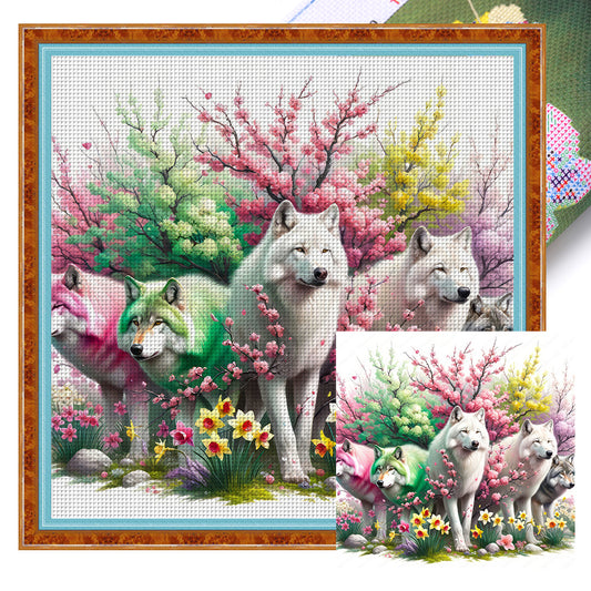 Five Wolves - 11CT Stamped Cross Stitch 50*50CM