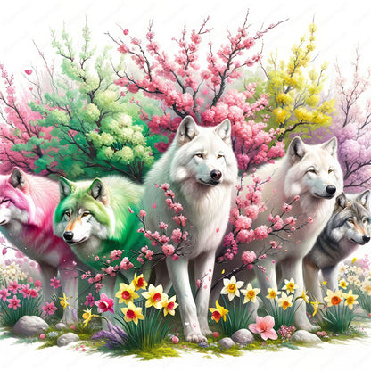 Five Wolves - 11CT Stamped Cross Stitch 50*50CM