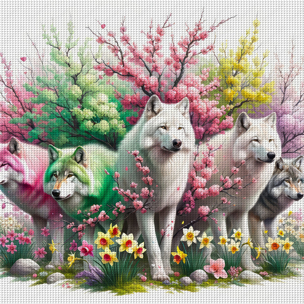 Five Wolves - 11CT Stamped Cross Stitch 50*50CM