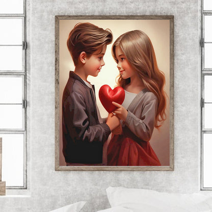 Valentine'S Day Kids - Full Round Drill Diamond Painting 30*40CM