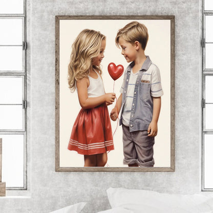 Valentine'S Day Kids - Full Round Drill Diamond Painting 30*40CM