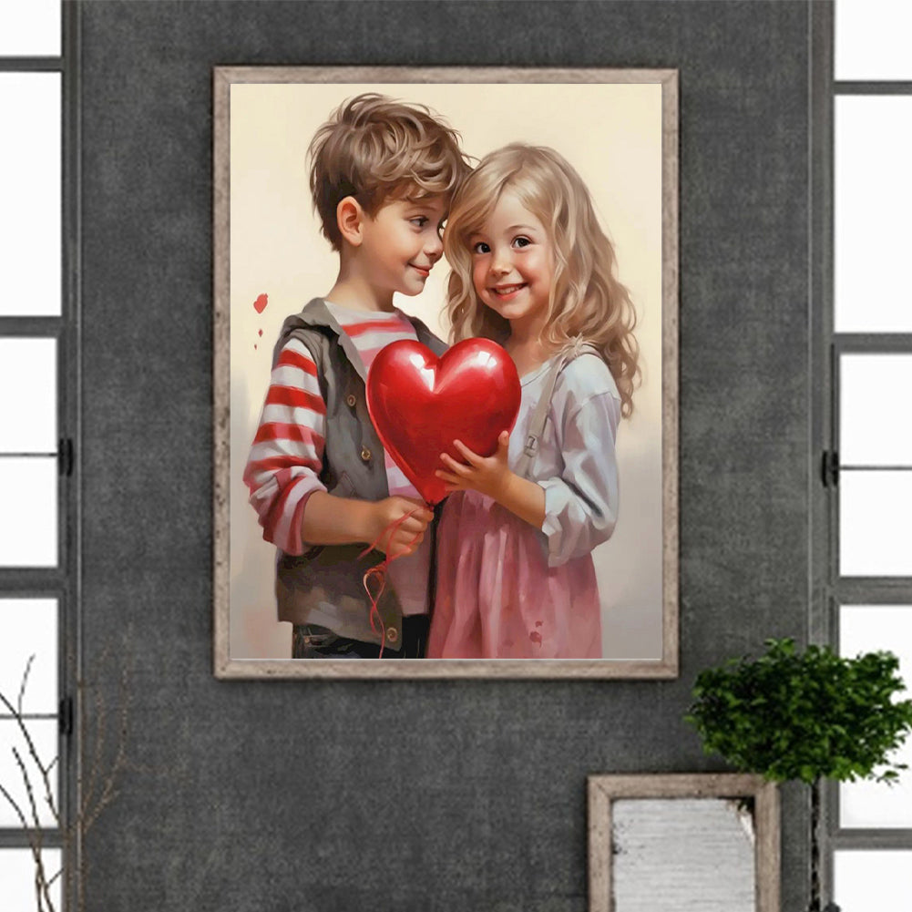 Valentine'S Day Kids - Full Round Drill Diamond Painting 30*40CM