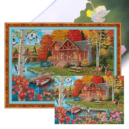 Lake House - 11CT Stamped Cross Stitch 60*45CM