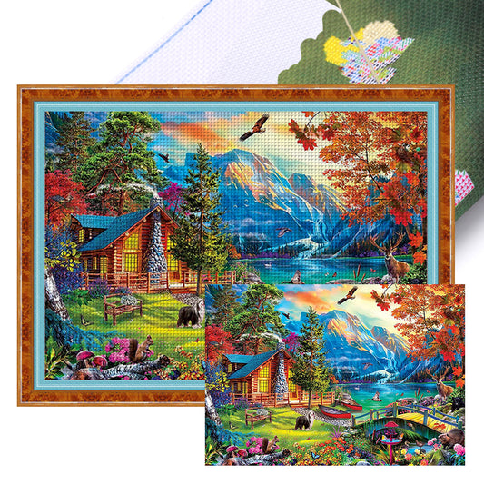 Lake House - 11CT Stamped Cross Stitch 60*45CM