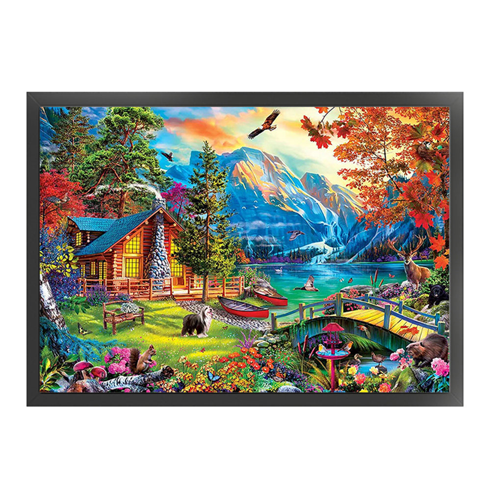 Lake House - 11CT Stamped Cross Stitch 60*45CM